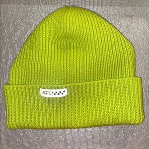 a neon green beanie